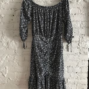 Off-the-shoulder Ditsy Floral Print Dress